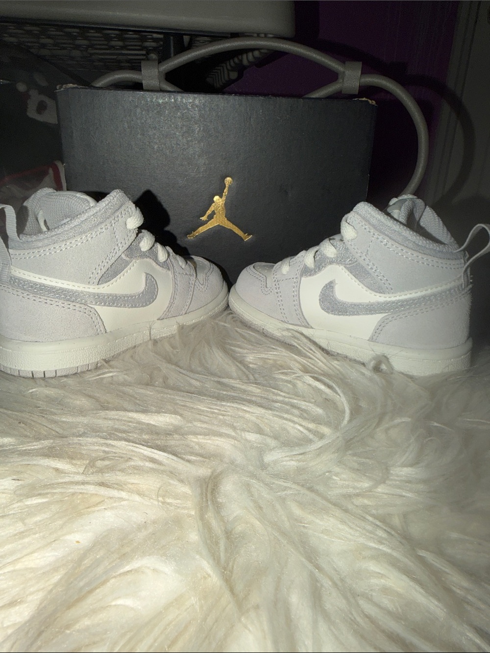 Jordan Kids' White and Light Gray High-Top Sneakers